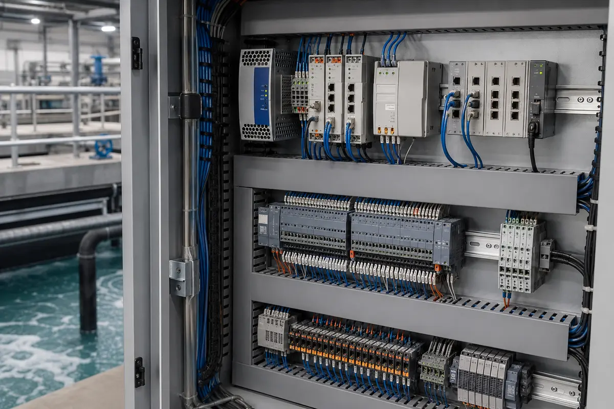 Two-port industrial communication gateway application in a control panel